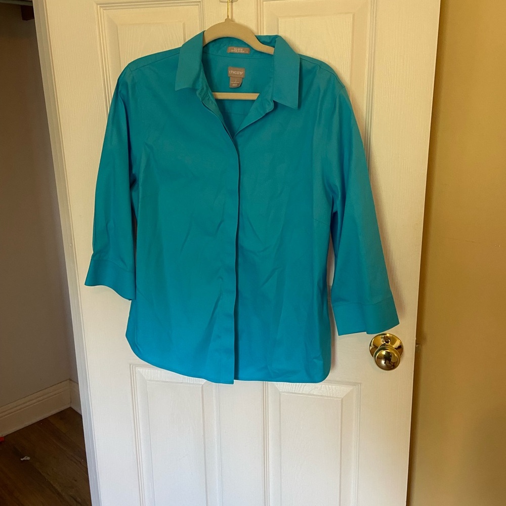 Chico's Turquoise Button-Down Shirt